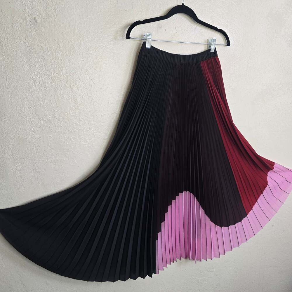 Psophia Vázquez de Castro Colorblock Pleated Midi Skirt Size 38/ US 6 - Picture 4 of 8